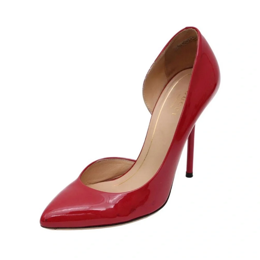 Gucci Red Patent Leather Pointed Toe D'orsay Pumps Size 36. 41/2” heel - Picture 4 of 6